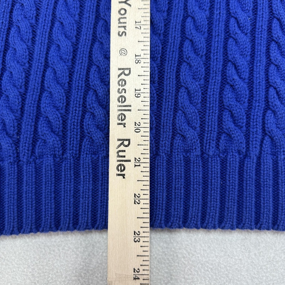 Lauren Ralph Lauren Sweater Womens Small Blue Cable Knit Crest Logo Prep Formal - Picture 9 of 10